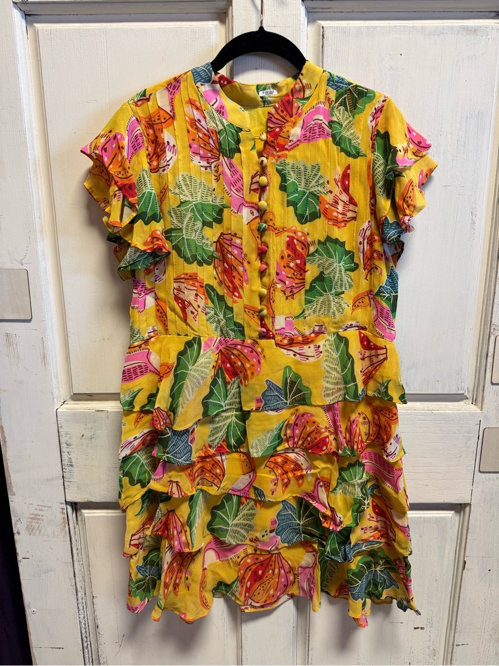 Women’s Farm Rio “Beaks and Bananas” Printed Ruffle Mini Dress